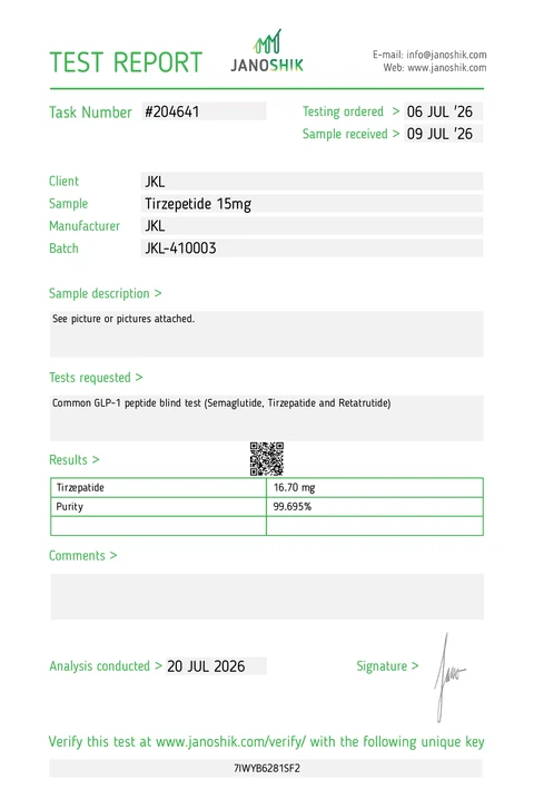 Certificate of analysis